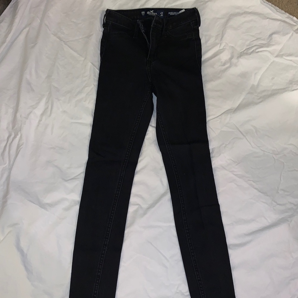 High rise black denim jeans